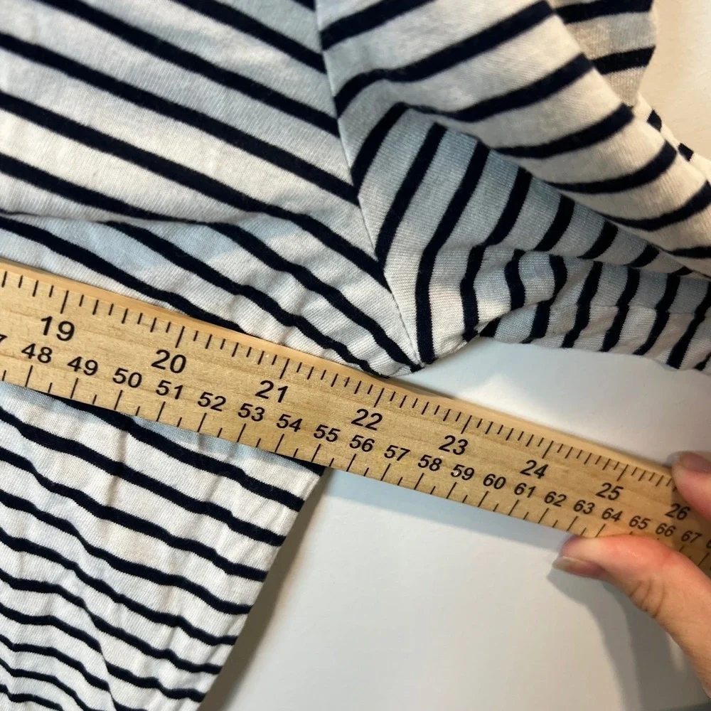 J.Crew‎ Women Long Sleeve Striped Viscose Top White Black XL